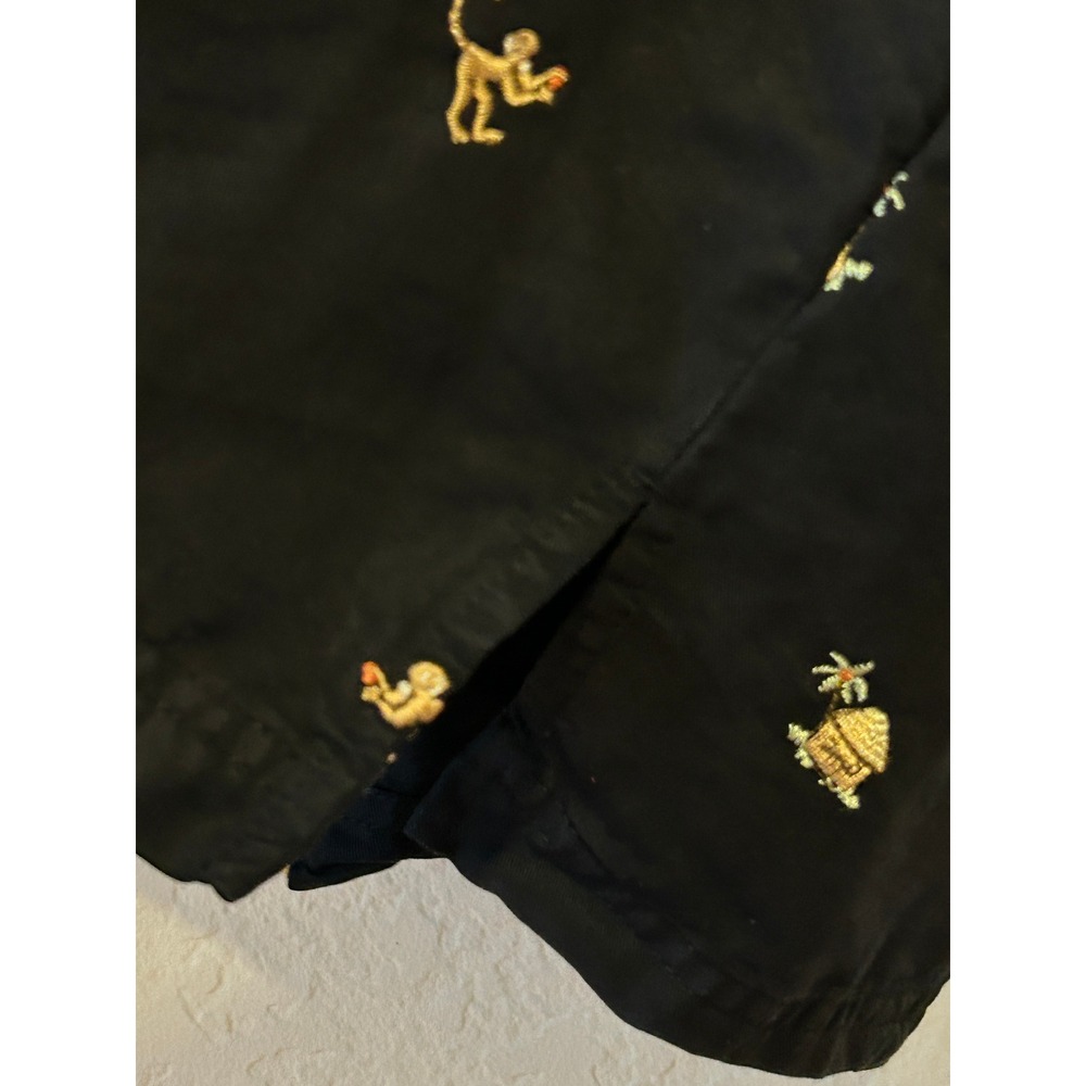 Vintage AKS Shirt XL All Over Embroidered Monkey Tiki Hut Black Tencel Button Up - Picture 5 of 12